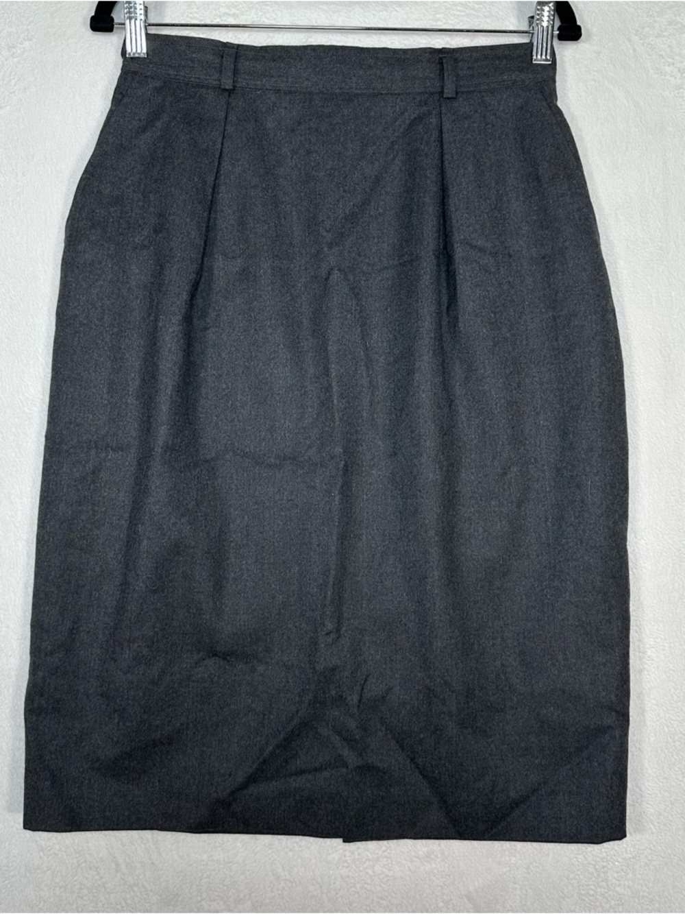 VTG Amanda Fielding Wool Midi Skirt 14 Dark Academia Coquette Grey Minimalist